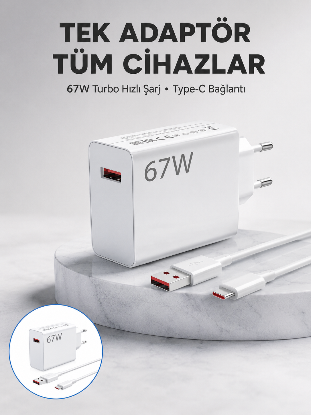 67 Watt Güvenli Hızlı Şarj Adaptörü Samsung M31 M33 M51 Uyumlu Yeni Nesil - Bayi Depom