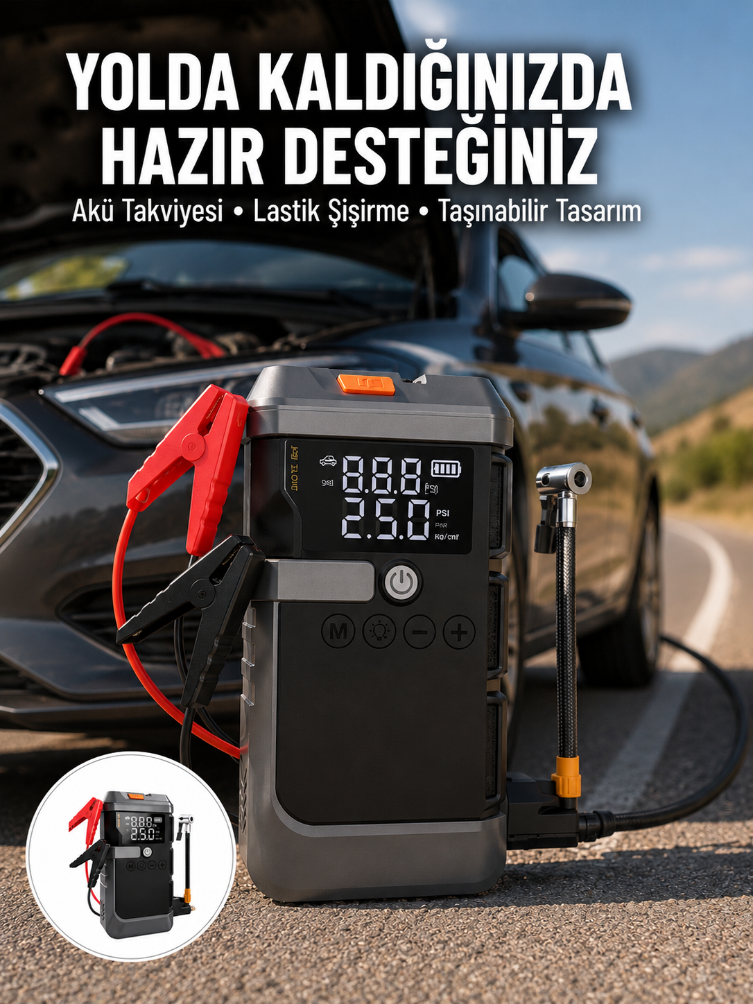 Işıklı Hava Kompresörlü Taşınabilir Akü Takviye Ünitesi Yeni Nesil - Bayi Depom Işıklı Hava Kompresörlü Taşınabilir Akü Takviye Ünitesi Yeni Nesil - Bayi Depom