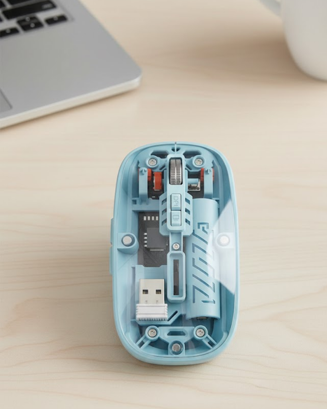 Bluetooth 5.2 ve 2.4G USB Kablosuz Mouse Pilli Mavi Tasarım - Bayi Depom