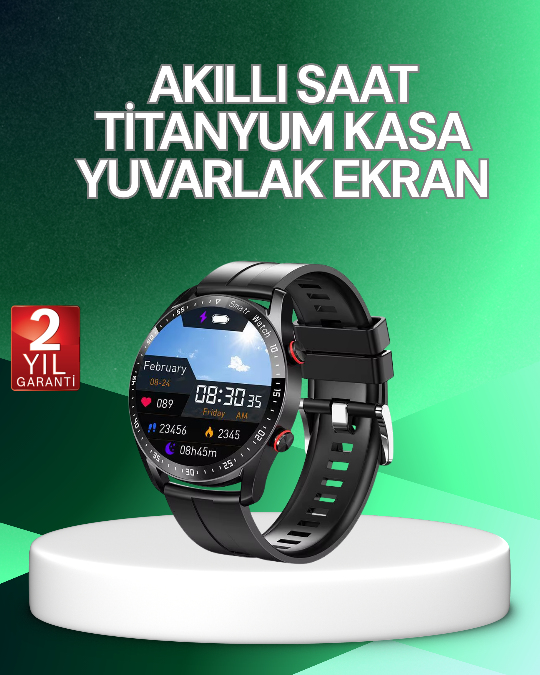 Akıllı Saat Titanyum Kasa Yuvarlak Ekran Alarm Uyku ve Sağlık Takibi Titreşimli - Bayi Depom Akıllı Saat Titanyum Kasa Yuvarlak Ekran Alarm Uyku ve Sağlık Takibi Titreşimli - Bayi Depom