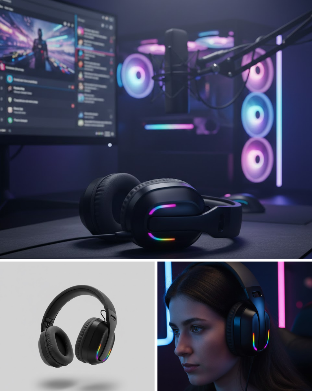 Wireless Oyuncu Kulaklığı RGB Işıklı Uzun Bataryalı Mikrofonlu Headset - Bayi Depom Wireless Oyuncu Kulaklığı RGB Işıklı Uzun Bataryalı Mikrofonlu Headset - Bayi Depom