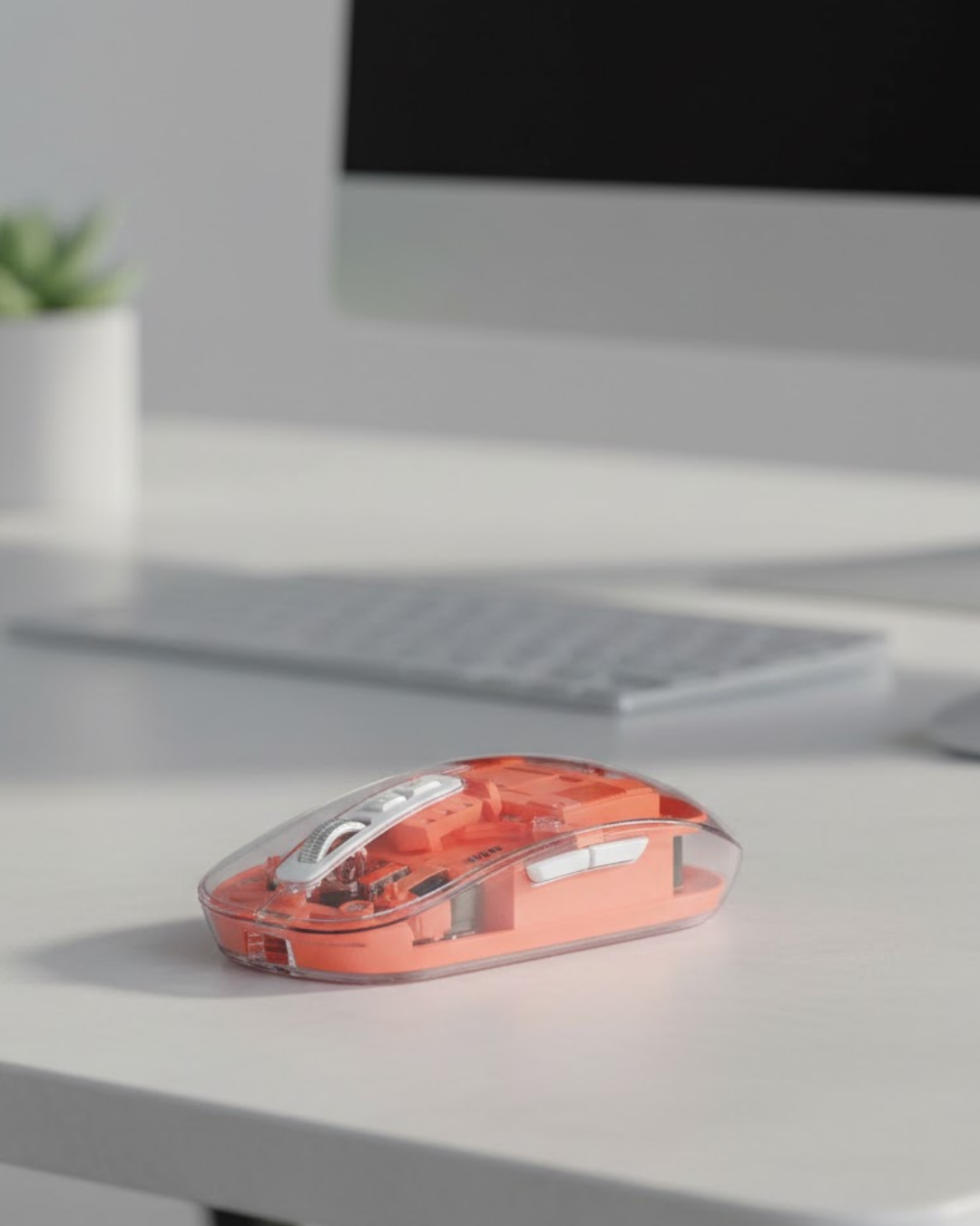 Sessiz Tıklamalı Şeffaf Mouse Bluetooth ve USB Uyumlu - Bayi Depom