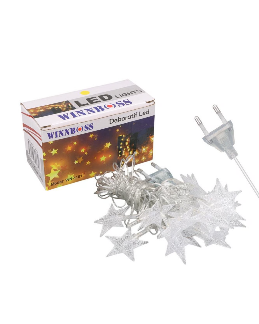 20 LED Yıldız Işık Zinciri Günışığı Beyaz Dekoratif Süs Lambası - Bayi Depom