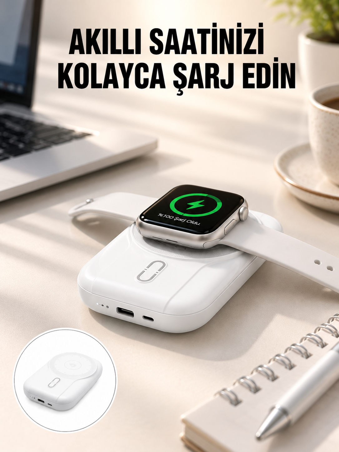 Kablosuz ve Kablolu Şarj Destekli 10000 mAh Taşınabilir Powerbank Yeni Nesil - Bayi Depom