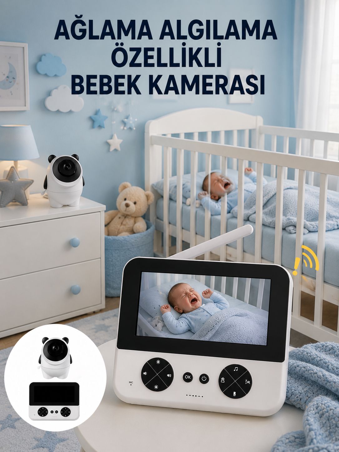 Gece Görüşlü Güvenli Bebek Monitörü 720P HD Görüntü Yeni Nesil - Bayi Depom Gece Görüşlü Güvenli Bebek Monitörü 720P HD Görüntü Yeni Nesil - Bayi Depom