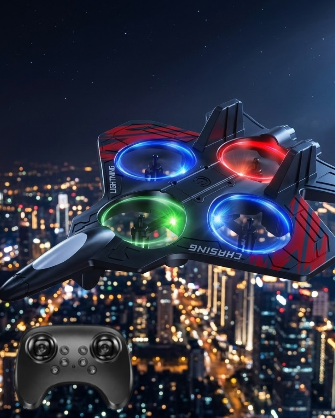 LED Işıklı Uzaktan Kumandalı Drone Fighter Jet Tasarımlı 360 Derece Dönebilen Oyuncak Uçak - Bayi Depom