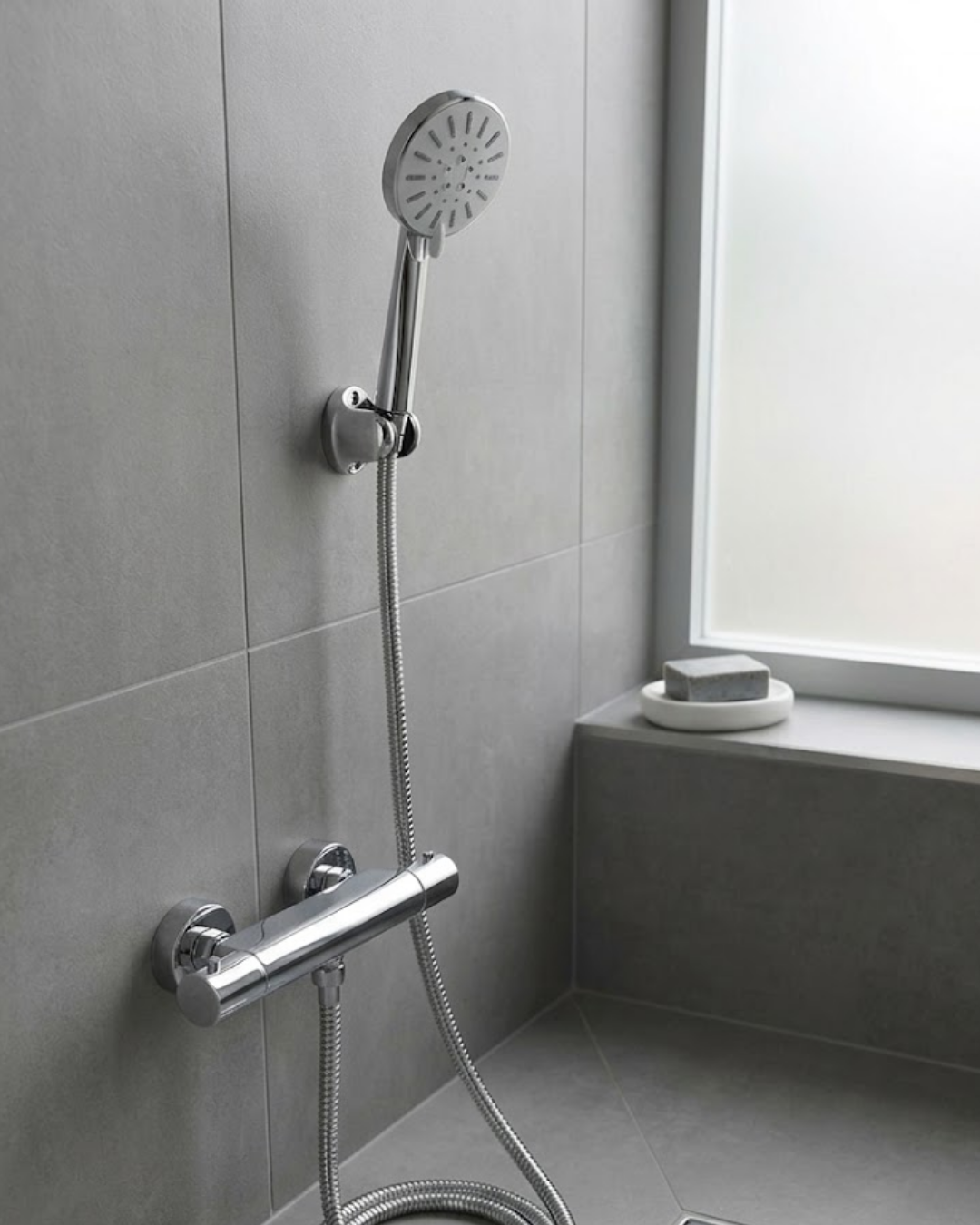 Krem Duş Başlığı Seti 4 Kademeli El Duşu Spiral Hortumlu Banyo Seti - Bayi Depom