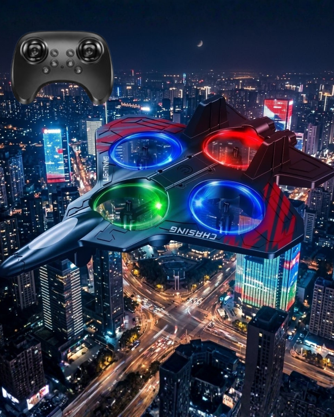 LED Işıklı Oyuncak Drone Fighter Jet Tasarımlı Uzaktan Kumandalı Uçak - Bayi Depom