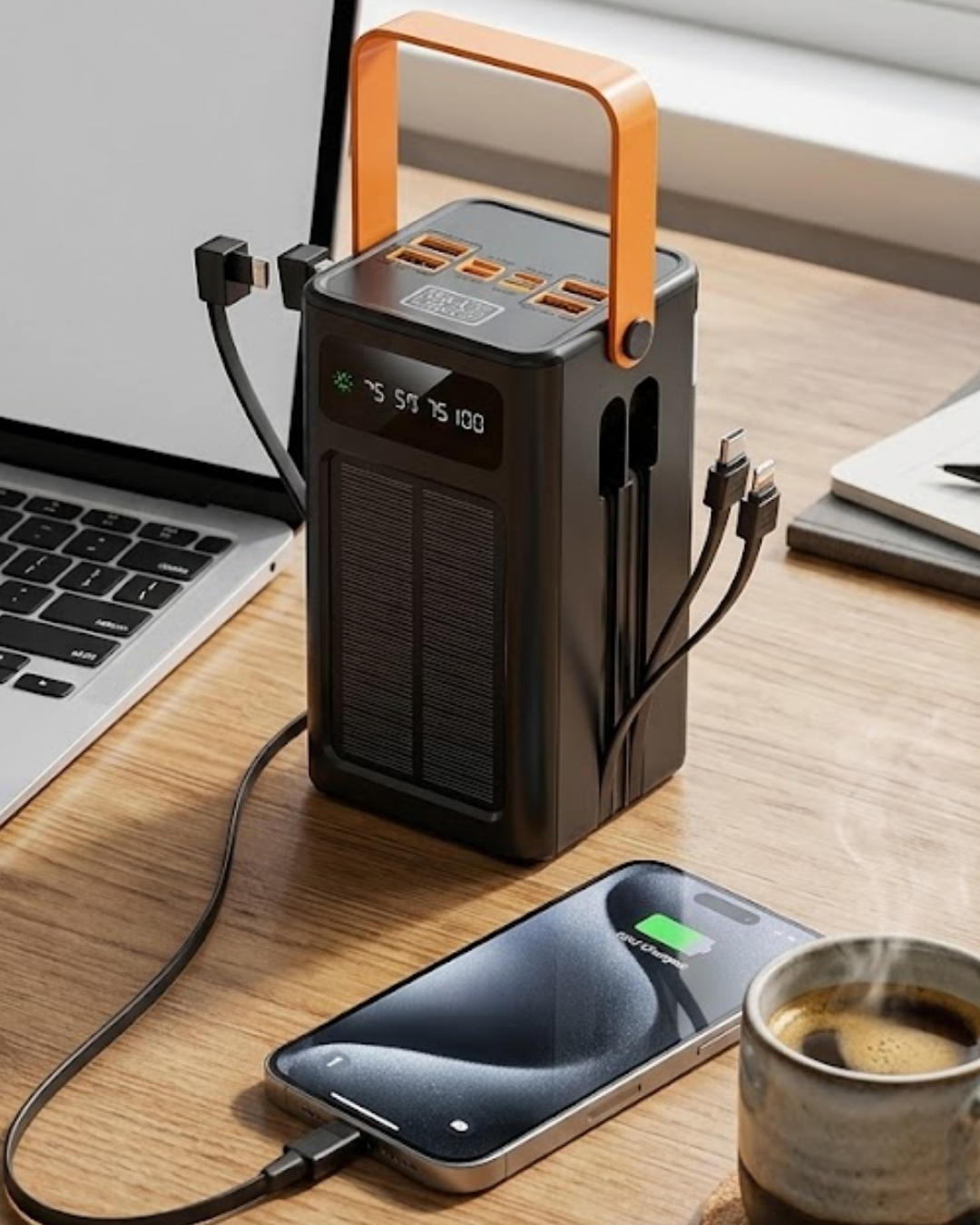 Güneş Enerjili Taşınabilir Powerbank Yüksek Kapasiteli Hızlı Şarj Özellikli - Bayi Depom