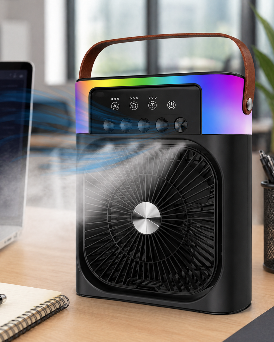 Mini Klima Fan Buharlı Soğutucu RGB Led Işıklı Taşınabilir Masaüstü Fan - Bayi Depom Mini Klima Fan Buharlı Soğutucu RGB Led Işıklı Taşınabilir Masaüstü Fan - Bayi Depom