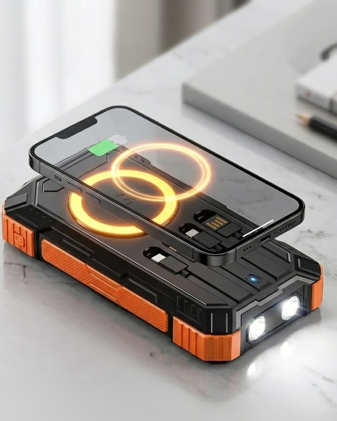 Solar Destekli Powerbank 20000 mAh Yüksek Kapasiteli Kablosuz Şarjlı Taşınabilir Batarya - Bayi Depom