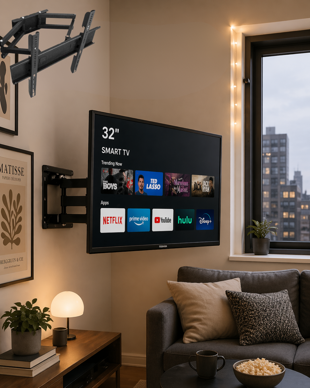 Hareketli TV Duvar Askısı 32 55 İnç Döner Eğimli Televizyon Aparatı - Bayi Depom Hareketli TV Duvar Askısı 32 55 İnç Döner Eğimli Televizyon Aparatı - Bayi Depom