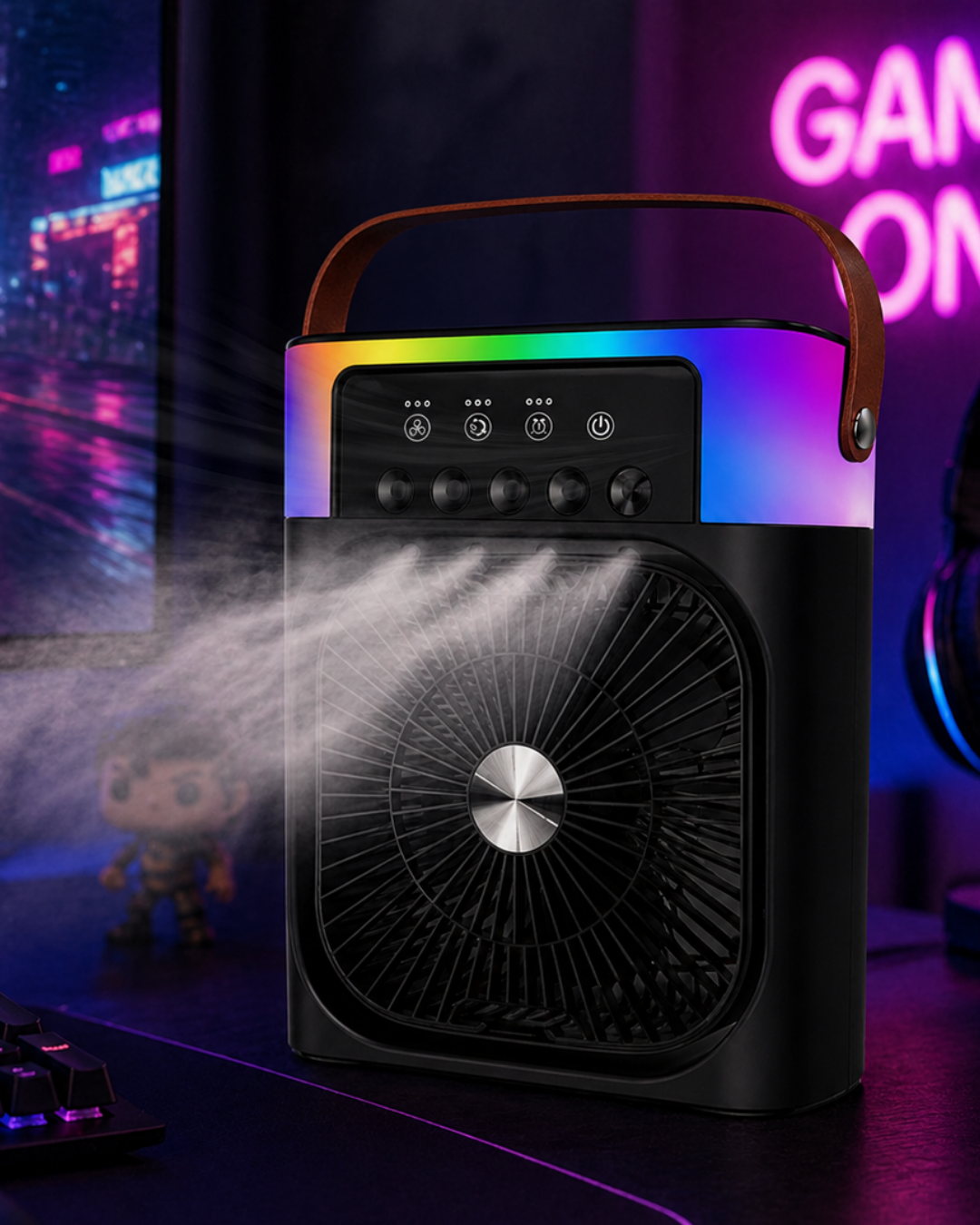 Taşınabilir Mini Klima Nemlendirici Fan RGB Led Aydınlatmalı USB Fan - Bayi Depom Taşınabilir Mini Klima Nemlendirici Fan RGB Led Aydınlatmalı USB Fan - Bayi Depom