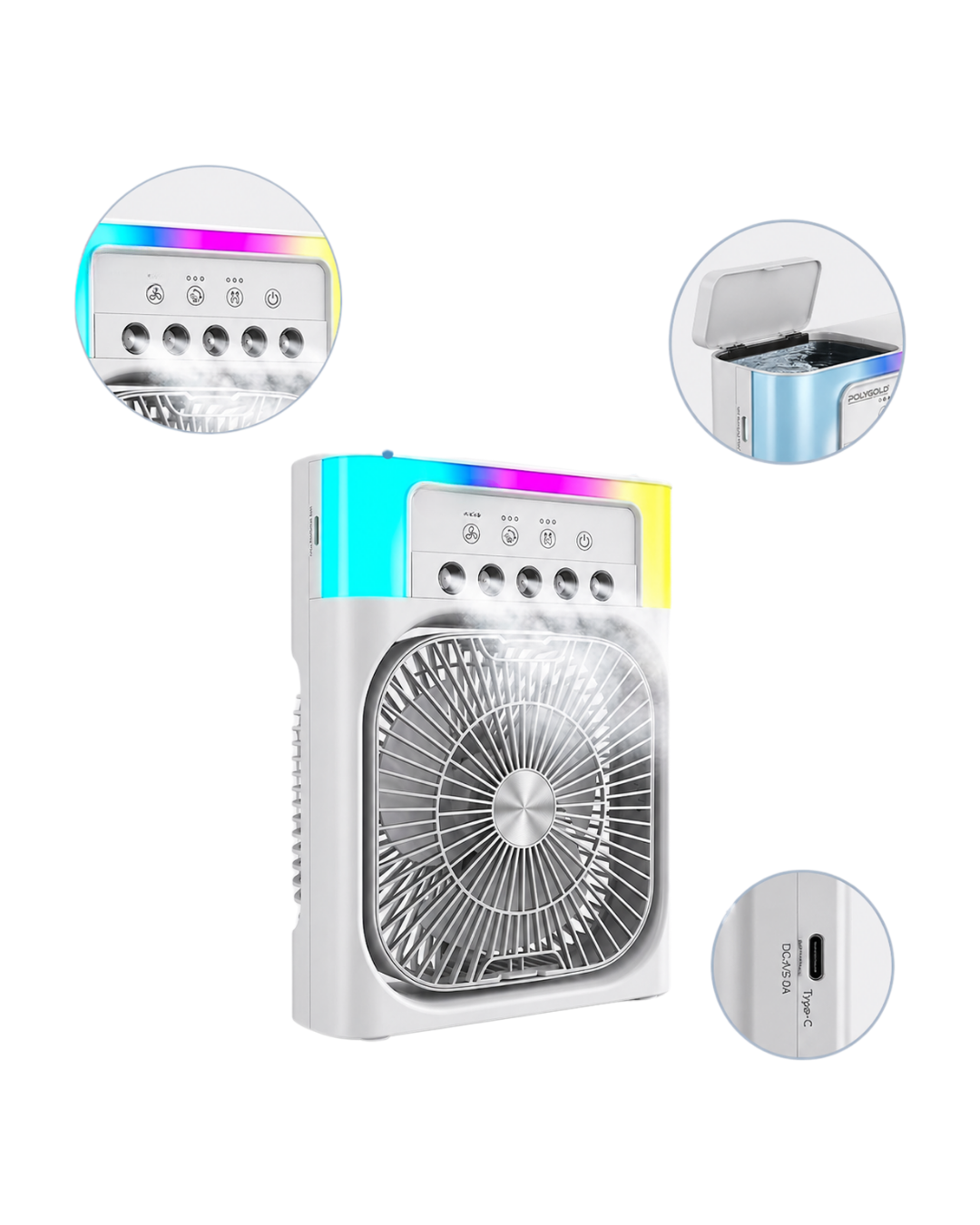 Su Buharlı Mini Klima Fan RGB Işıklı Taşınabilir Serinletici - Bayi Depom