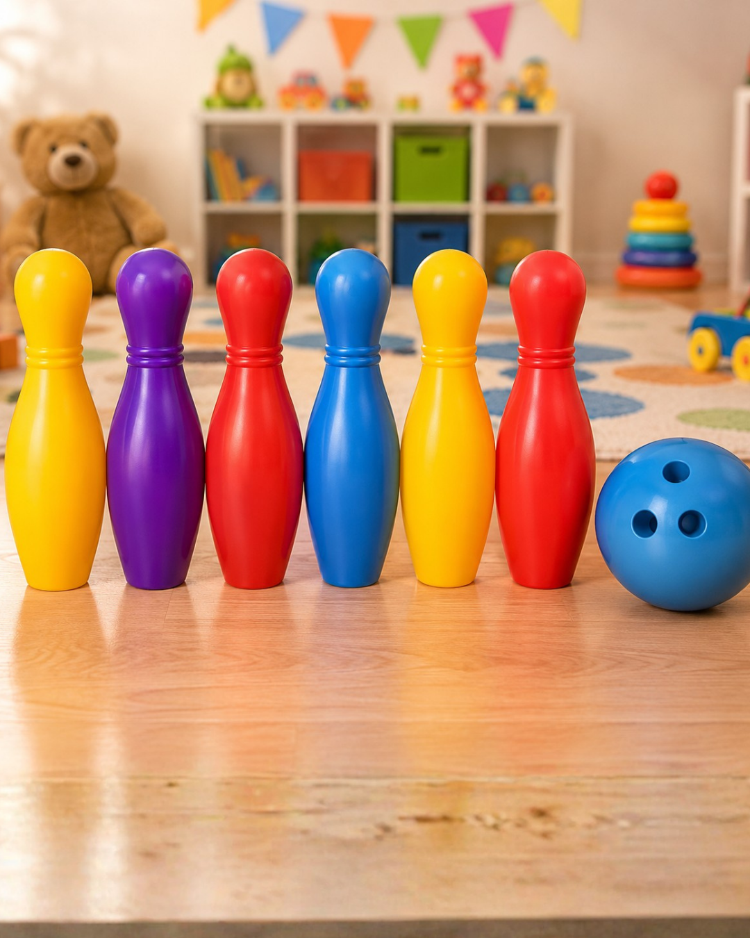Renkli Çocuk Bowling Oyunu 6 Kukalı Eğitici Eğlence Seti - Bayi Depom