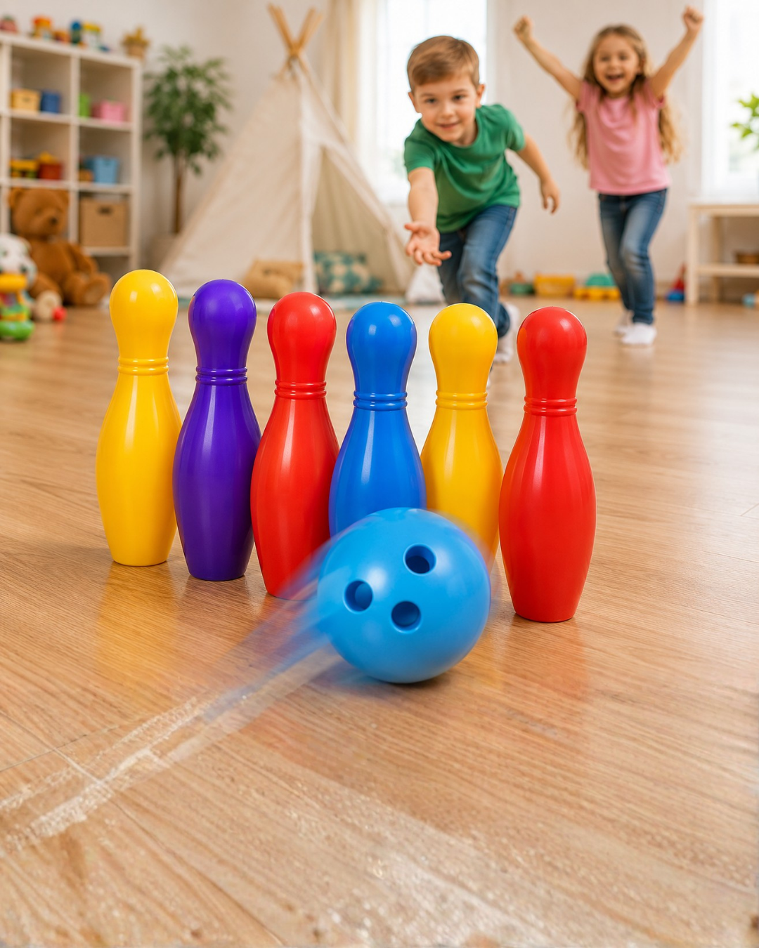 Çocuk Bowling Seti Renkli Top ve 6 Kuka İçeren Eğitici Oyun - Bayi Depom Çocuk Bowling Seti Renkli Top ve 6 Kuka İçeren Eğitici Oyun - Bayi Depom