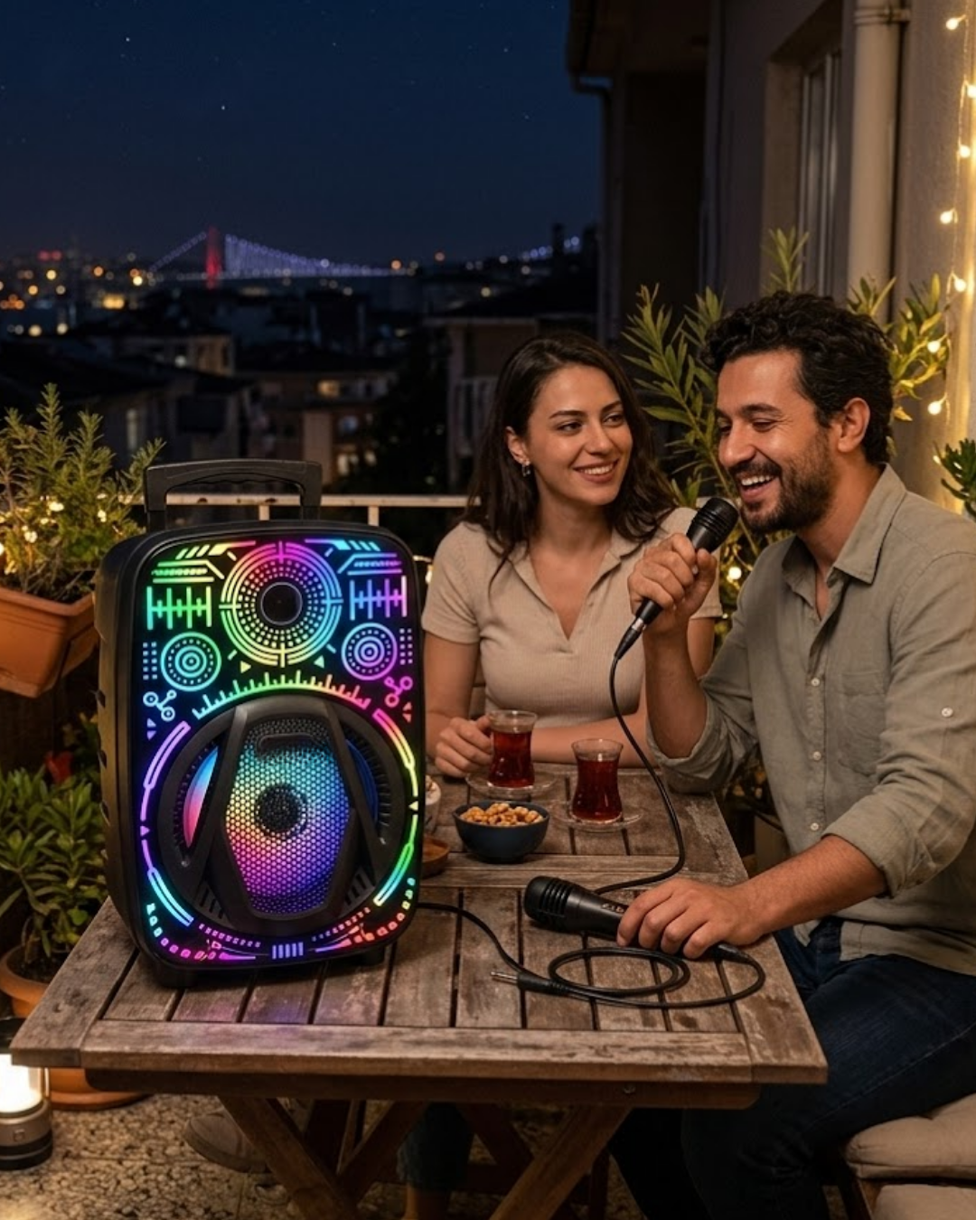 Taşınabilir Bluetooth Speaker Mikrofonlu RGB Işıklı Karaoke Ses Sistemi - Bayi Depom Taşınabilir Bluetooth Speaker Mikrofonlu RGB Işıklı Karaoke Ses Sistemi - Bayi Depom