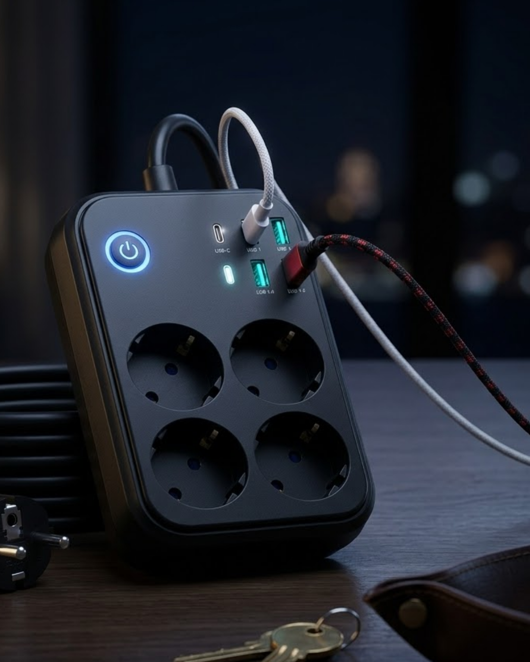 Akım Korumalı Uzatma Prizi 4 USB 2 Type C Dayanıklı ve Güvenli Tasarım - Bayi Depom
