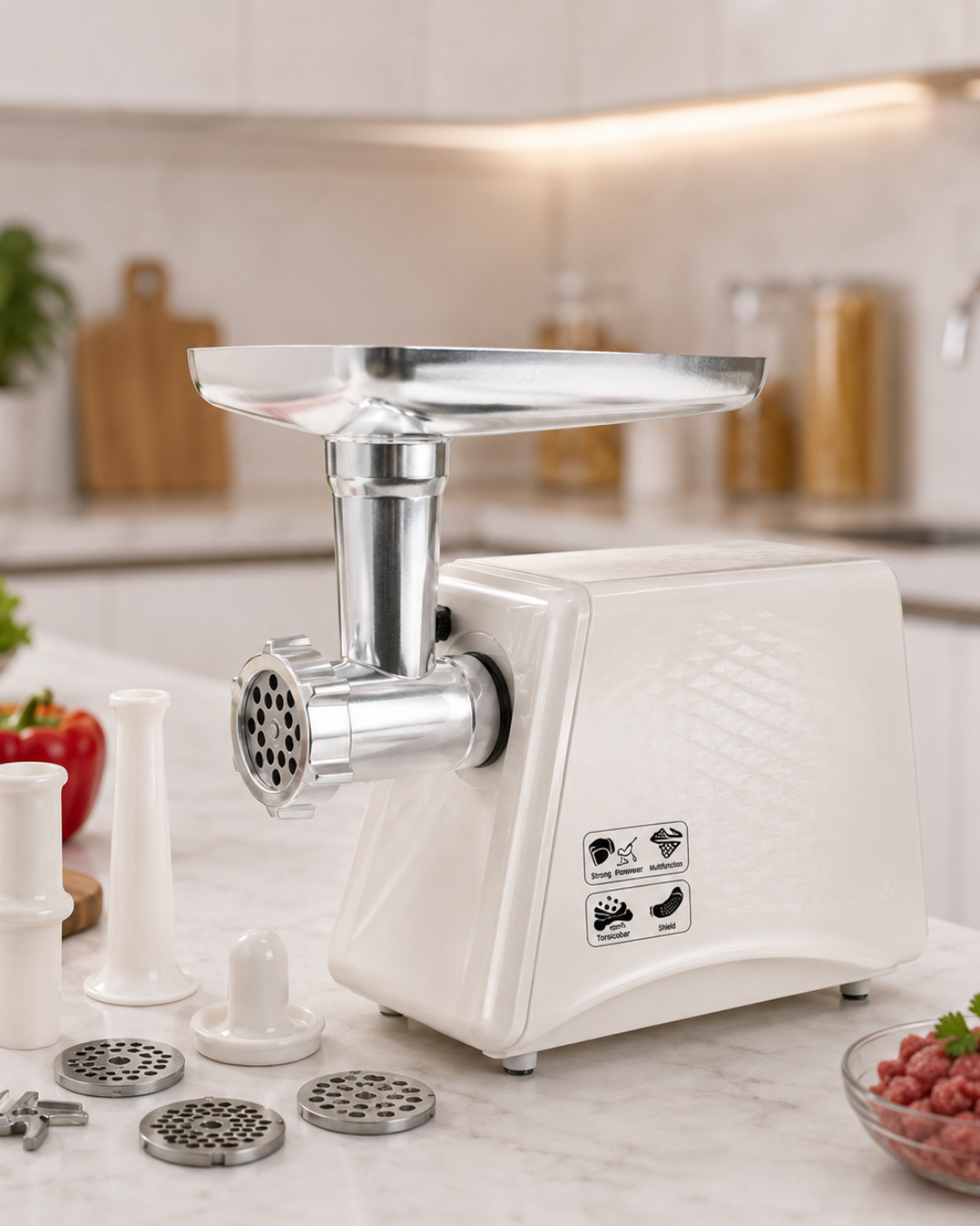 Çok Fonksiyonlu Kıyma Makinesi 3 Metal Disk Sucuk Sosis ve İçli Köfte Aparatlı - Bayi Depom Çok Fonksiyonlu Kıyma Makinesi 3 Metal Disk Sucuk Sosis ve İçli Köfte Aparatlı - Bayi Depom