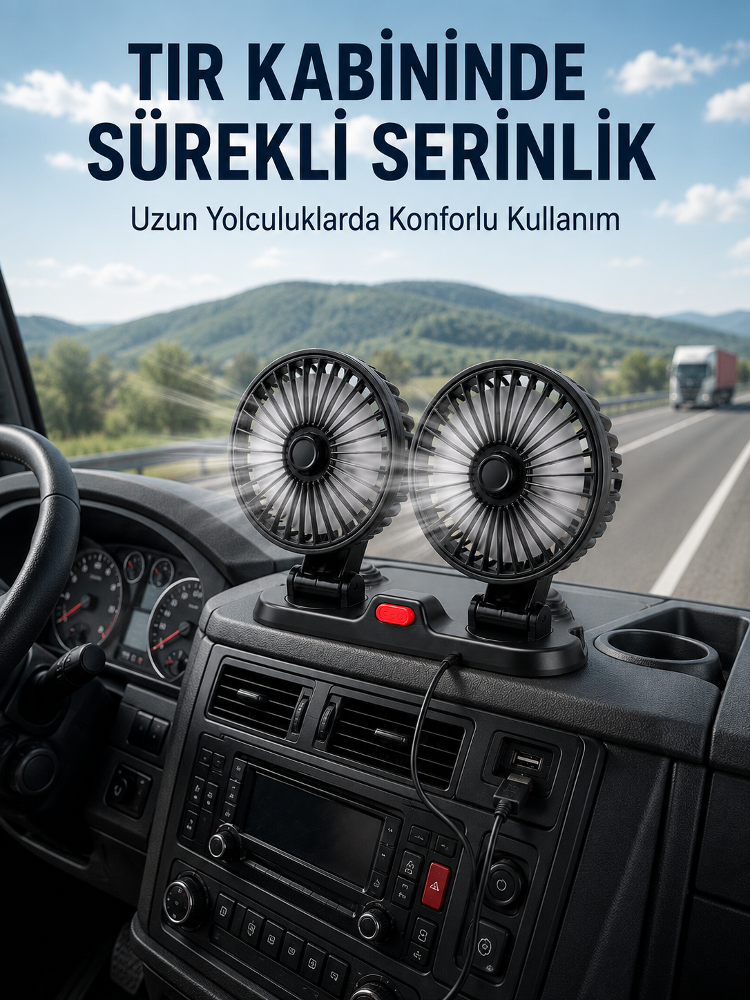 Çift Başlıklı Araç İçi USB Vantilatör Soğutucu Fan - Bayi Depom