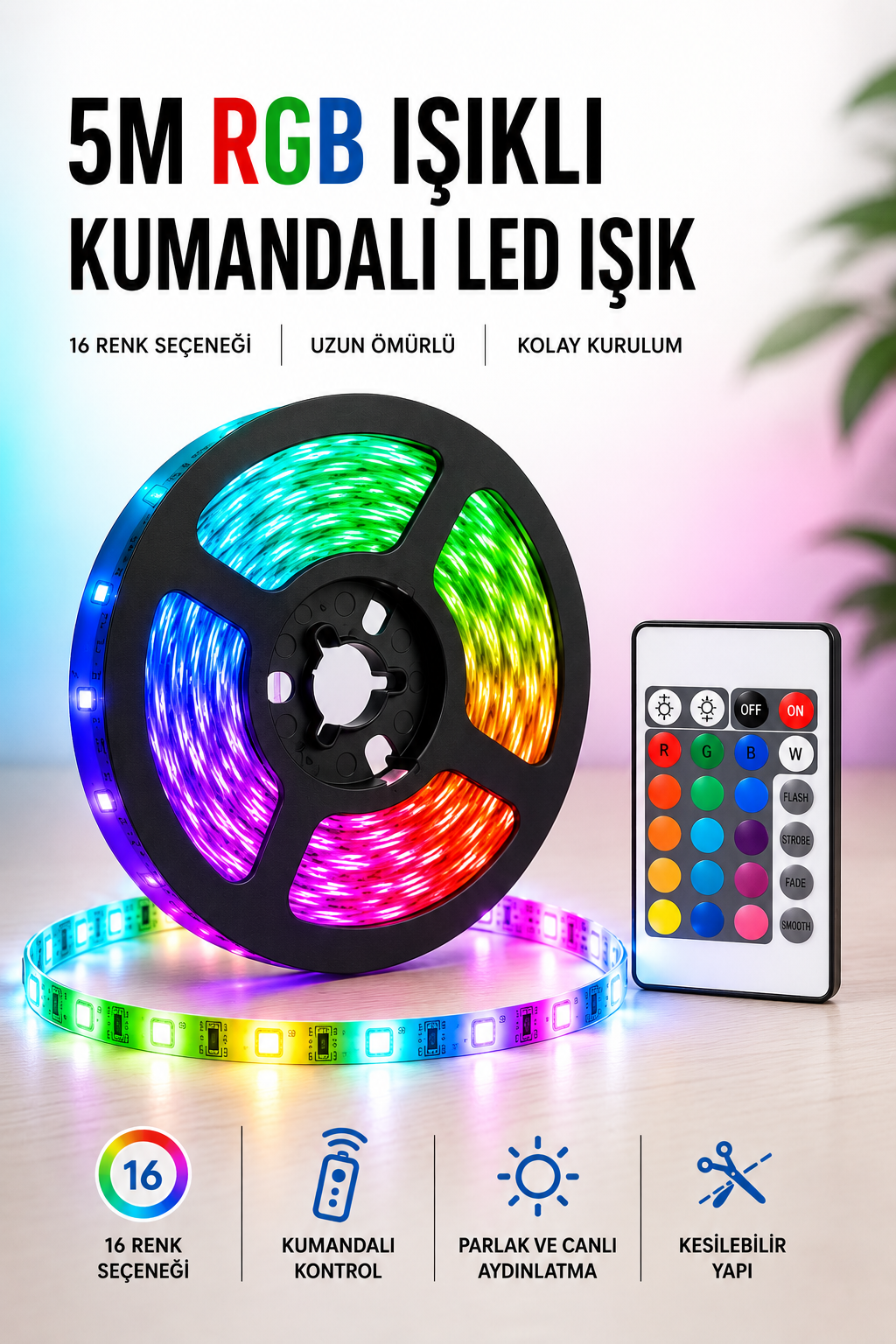 5M RGB Işıklı Her Ortama Uygun Led Işık - Bayi Depom 5M RGB Işıklı Her Ortama Uygun Led Işık - Bayi Depom