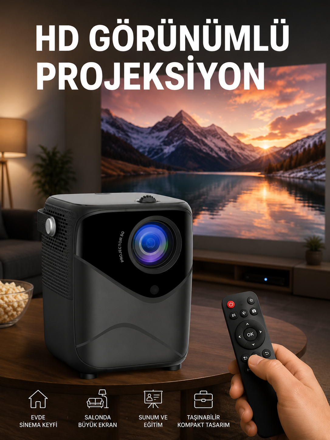 Yüksek HD Görünümlü Taşınabilir Projeksiyon Cihazı - Bayi Depom Yüksek HD Görünümlü Taşınabilir Projeksiyon Cihazı - Bayi Depom