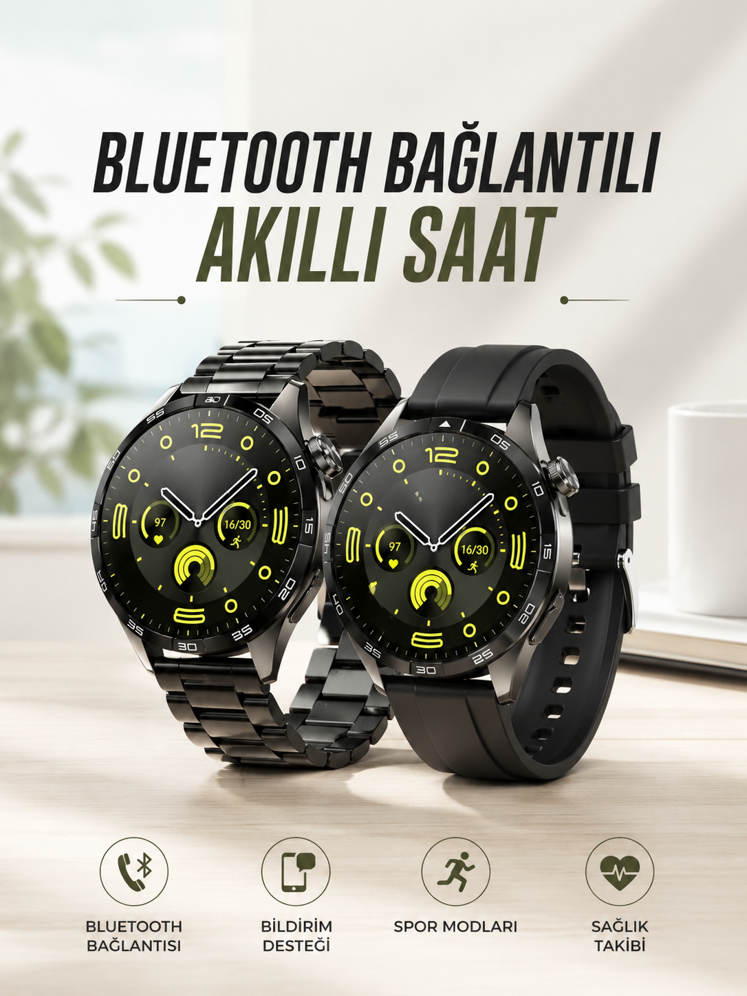 Akıllı Saat Sesli Görüşme, NFC Uyumlu, Bildirim Görme ve Uyku ve Sağlık Takibi - Bayi Depom Akıllı Saat Sesli Görüşme, NFC Uyumlu, Bildirim Görme ve Uyku ve Sağlık Takibi - Bayi Depom