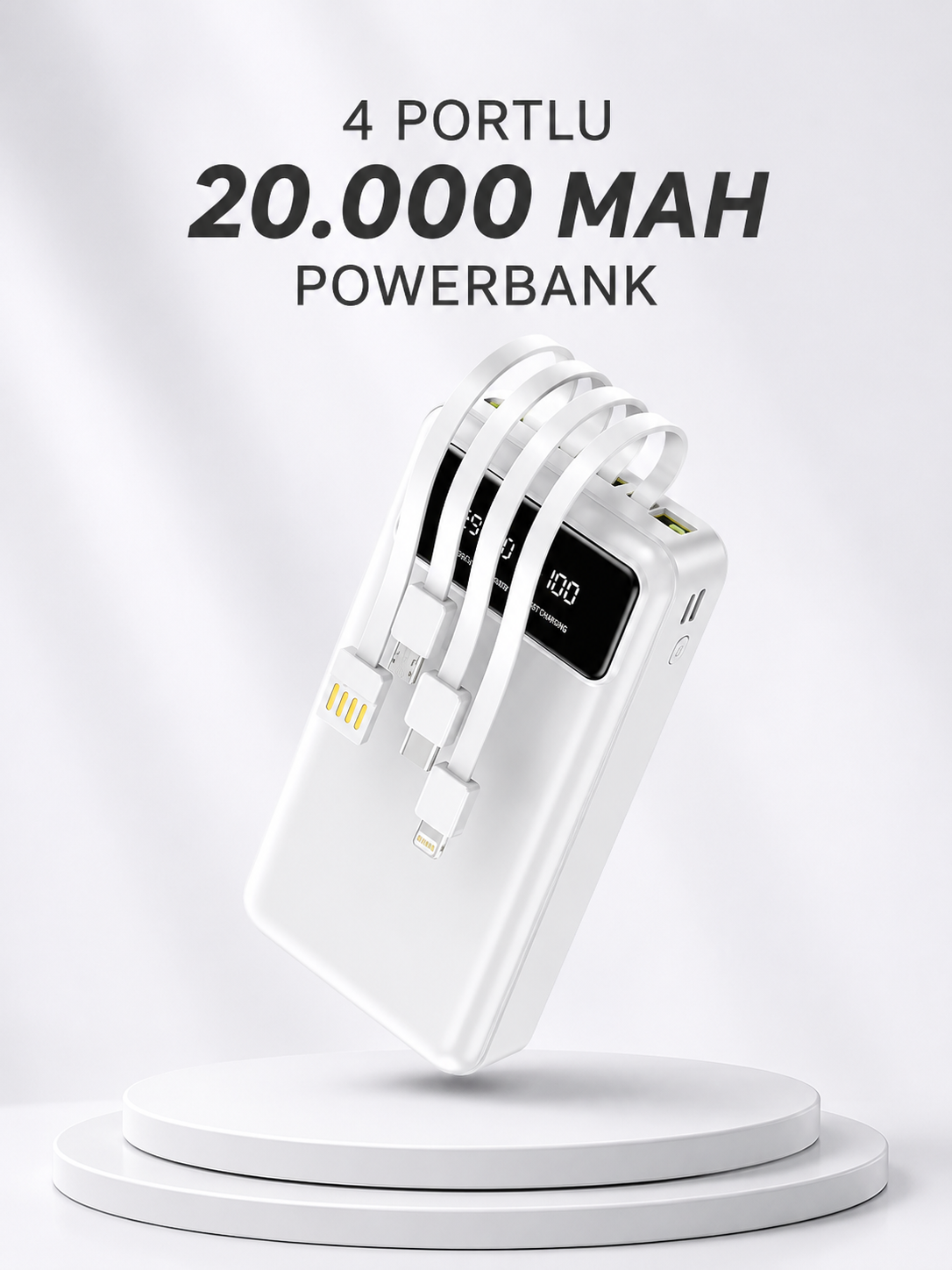 Powerbank Şarj Cihazı 4 Çıkışlı 20.000 MAH Powerbank Kompakt Yüksek Kapasiteli Hızlı Şarj - Bayi Depom