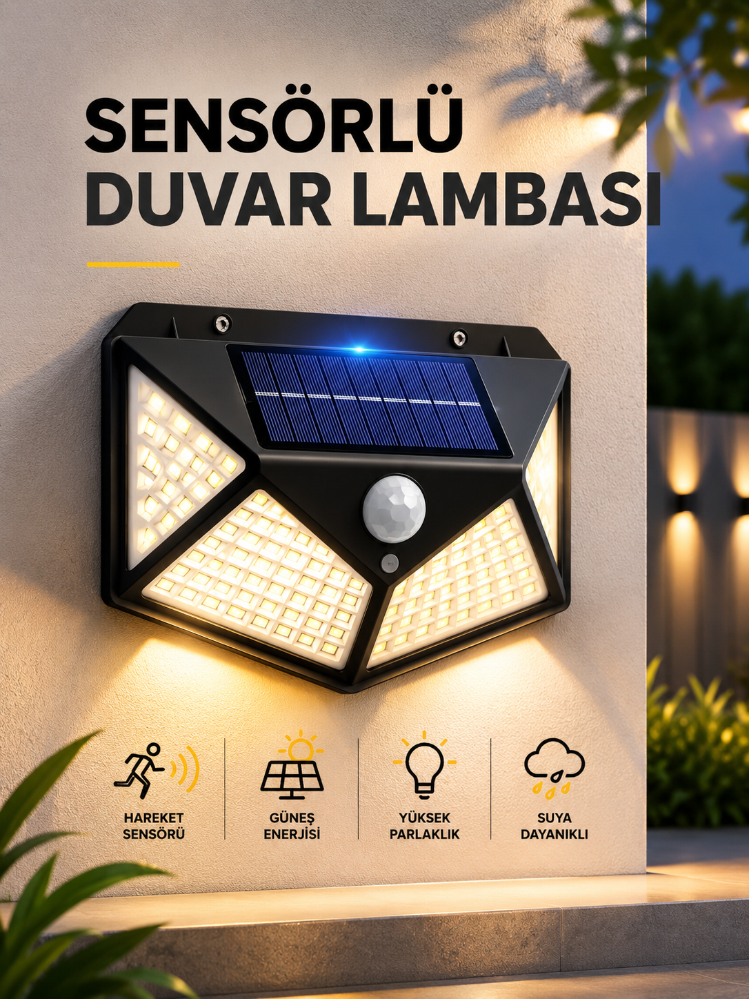 SENSÖRLÜ GÜNEŞ ENERJİLİ DUVAR LAMBASI - Bayi Depom SENSÖRLÜ GÜNEŞ ENERJİLİ DUVAR LAMBASI - Bayi Depom