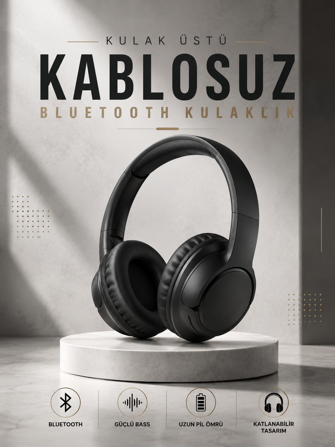 Kulak Üstü Kablosuz Bluetooth Kulaklık Yüksek Ses Kaliteli ANC Özelliği - Bayi Depom Kulak Üstü Kablosuz Bluetooth Kulaklık Yüksek Ses Kaliteli ANC Özelliği - Bayi Depom
