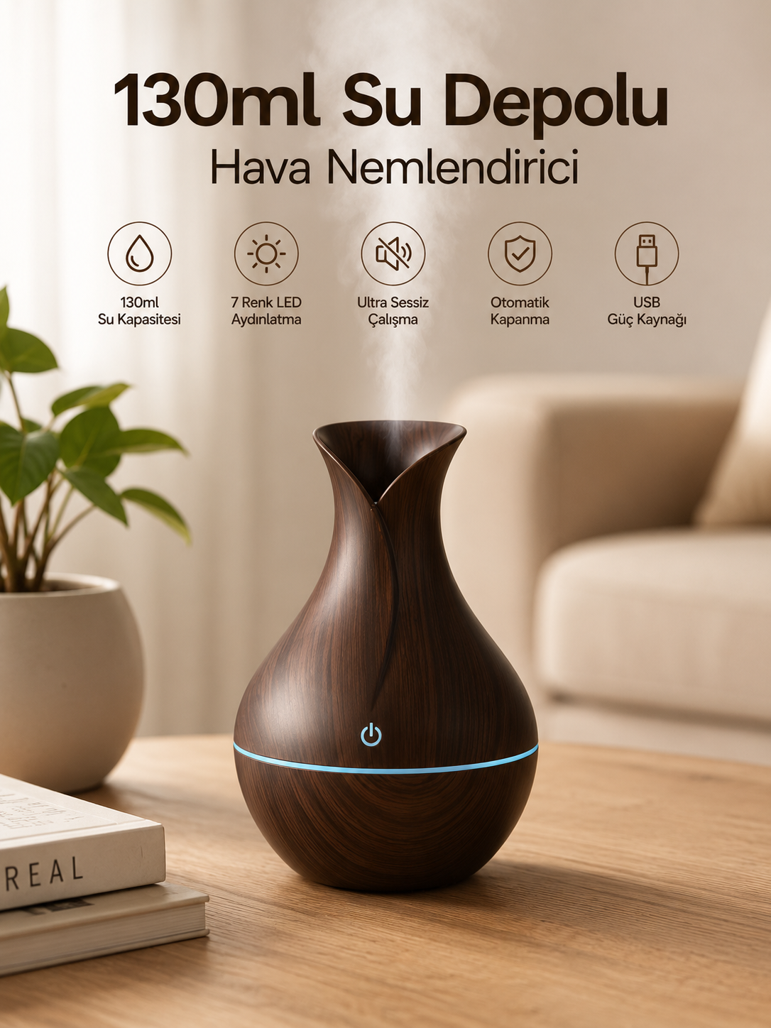 130ml Aromaterapi Difüzörü Hava Nemlendirici 7 Renk LED Işıklı - Bayi Depom 130ml Aromaterapi Difüzörü Hava Nemlendirici 7 Renk LED Işıklı - Bayi Depom