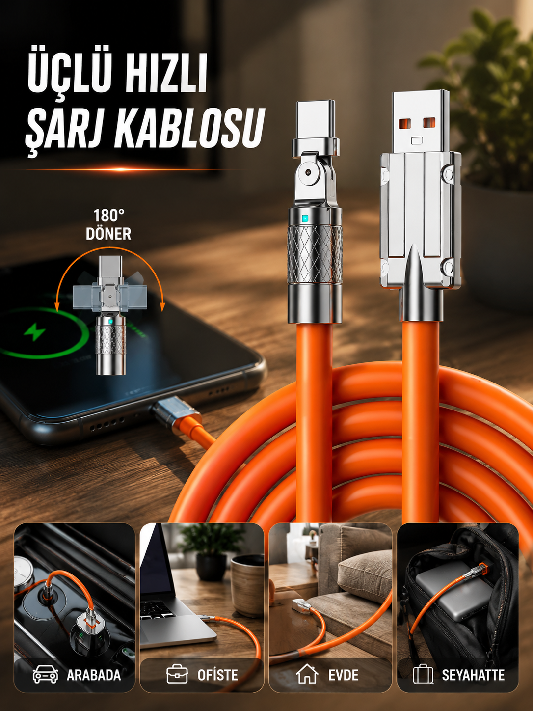 3 İn 1 Süper Hızlı Şarj Kablosu Android ve İOS Uyumlu Silikon Şarj Kablosu - Bayi Depom 3 İn 1 Süper Hızlı Şarj Kablosu Android ve İOS Uyumlu Silikon Şarj Kablosu - Bayi Depom