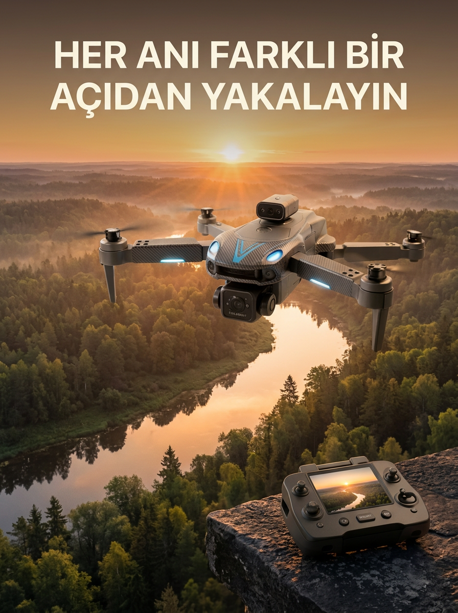 Ekranlı Kumandalı Çift Kameralı Drone ile Havadan Çekim - Bayi Depom
