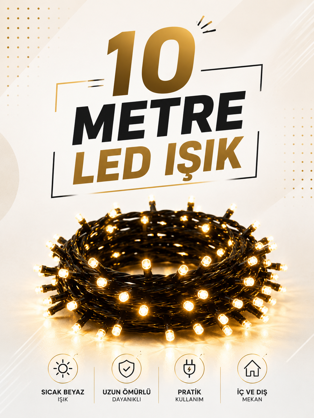 10 Metre LED Işıklı Dekoratif Parti ve Kutlama Aydınlatması - Bayi Depom