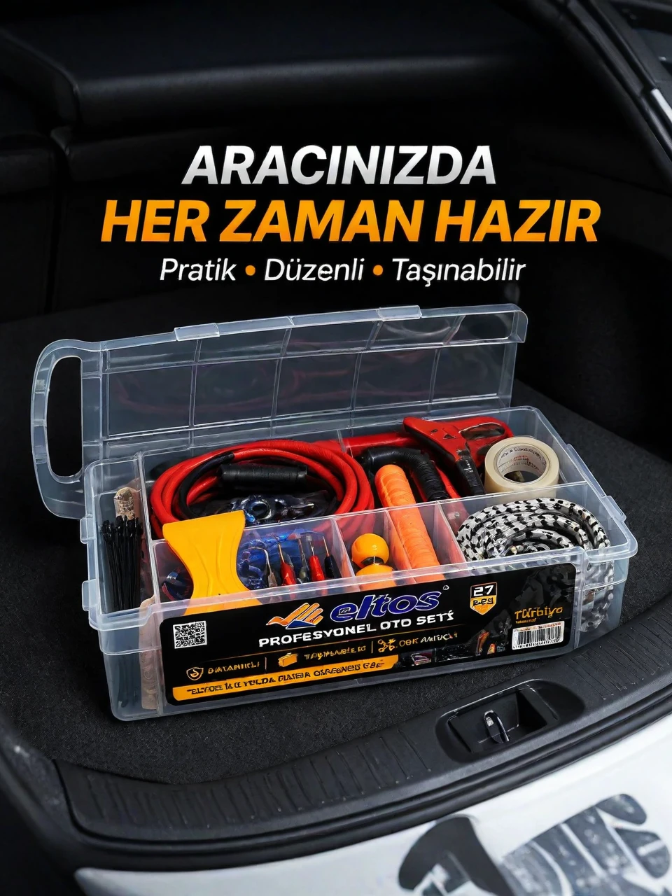 Çok Amaçlı 27 Parça Araç Acil Durum Ekipman Seti Düzenli Taşıma Kutulu - Bayi Depom Çok Amaçlı 27 Parça Araç Acil Durum Ekipman Seti Düzenli Taşıma Kutulu - Bayi Depom