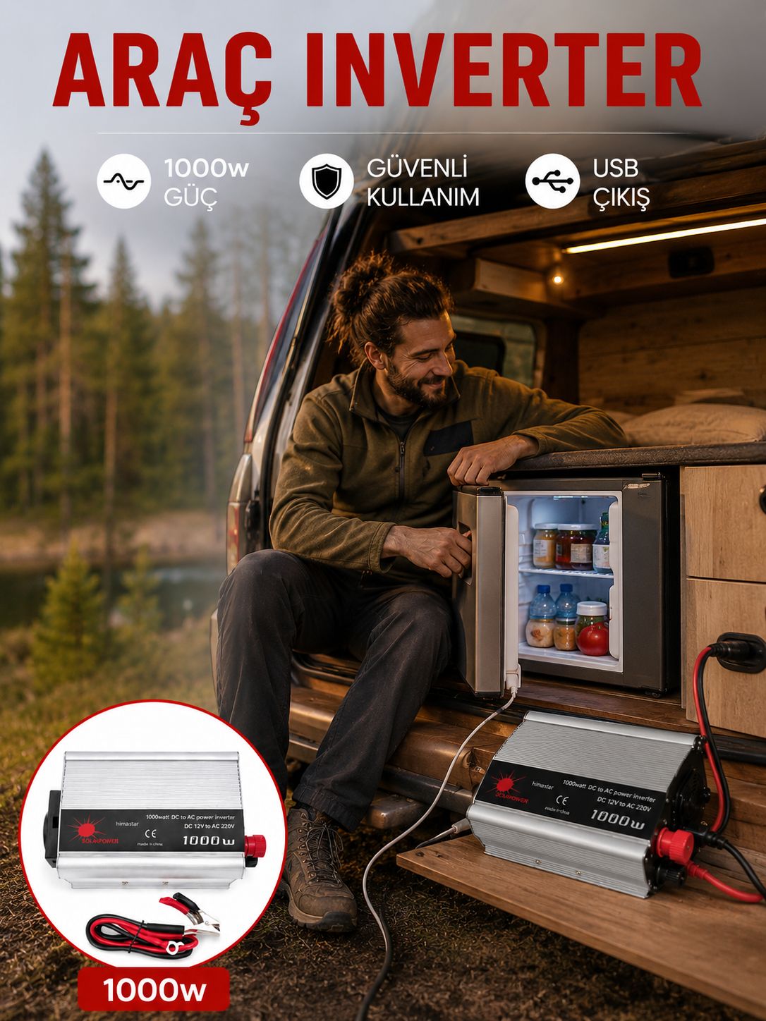 1000 Watt Oto İnvertör Elektrik Dönüştürücü Ev Tipi Priz - Bayi Depom