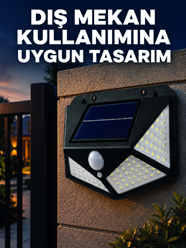 Güneş Enerjisi ile Şarj Olan Hareket Sensörlü 3 Modlu LED Dış Mekan Duvar Aydınlatması - Bayi Depom