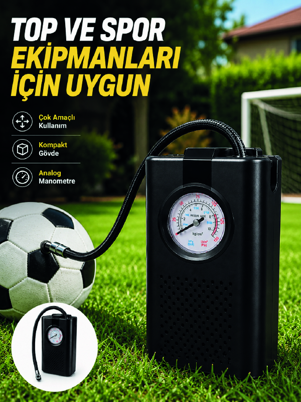 Çok Amaçlı Taşınabilir Hava Pompası Araç Bisiklet Top Lastik Şişirme Pompası - Bayi Depom