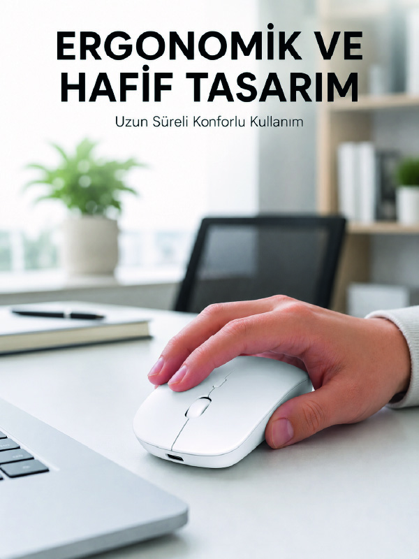 Profesyonel Kablosuz Bluetooth Mouse Çift Modlu Şarjlı Ergonomik Fare - Bayi Depom