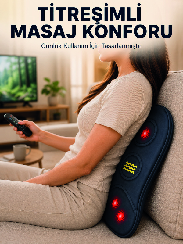Ergonomik Isıtmalı Bel Masaj Minderi Sırt Destek Minderi - Bayi Depom
