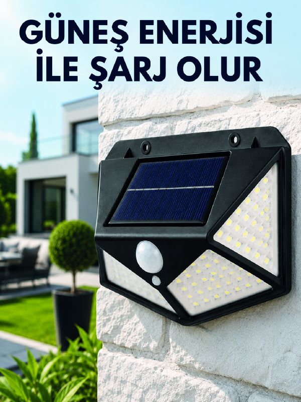 Sensörlü Solar Bahçe Lambası Geniş Açılı LED Aydınlatmalı Balkon Garaj ve Bahçe Işığı - Bayi Depom