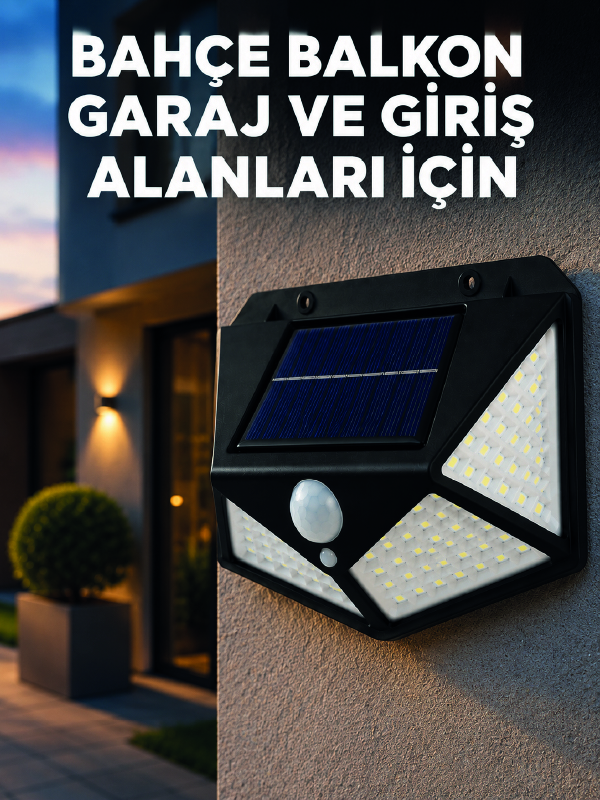 Solar LED Bahçe Aydınlatma Lambası 3 Işık Modlu Sensörlü Duvar Tipi Dış Mekan - Bayi Depom