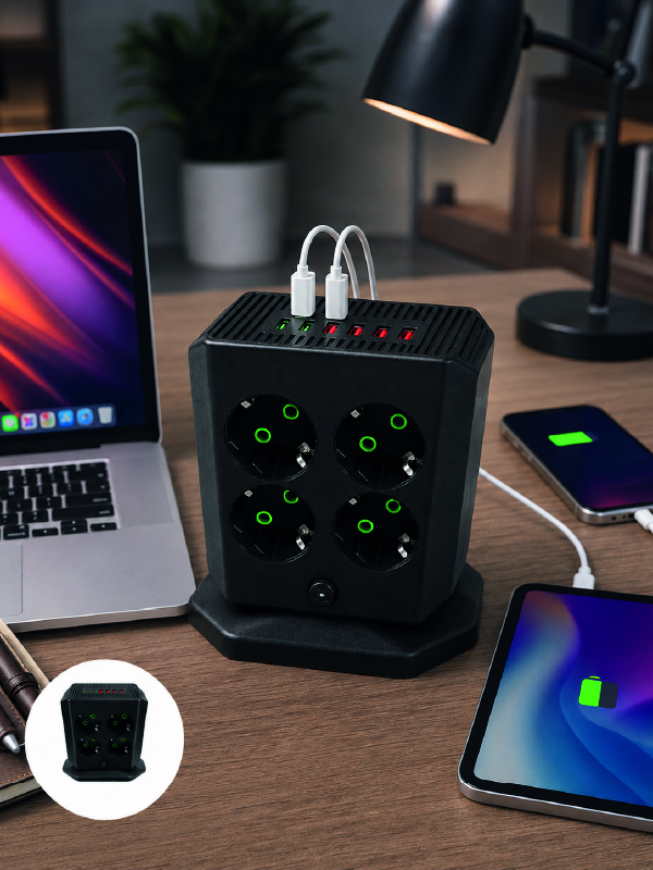 Çoklu Priz 8 Çıkışlı 4 USB 2 Type-C Anahtarlı Dikey Priz Kulesi - Bayi Depom Çoklu Priz 8 Çıkışlı 4 USB 2 Type-C Anahtarlı Dikey Priz Kulesi - Bayi Depom