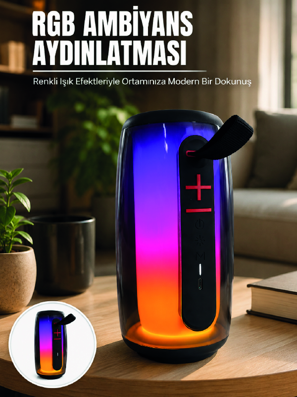 Bluetooth 5.3 RGB LED Işıklı Taşınabilir Hoparlör USB TF Kart AUX Destekli - Bayi Depom Bluetooth 5.3 RGB LED Işıklı Taşınabilir Hoparlör USB TF Kart AUX Destekli - Bayi Depom