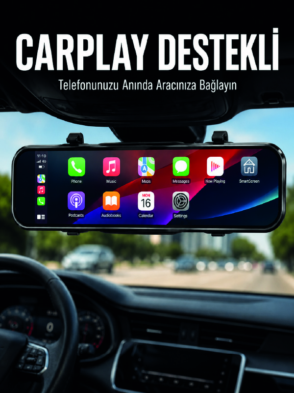 Ayna Carplay Araç İçi 9.66 İnç IPS Ekran Geri Görüş Kamerası Destekli - Bayi Depom