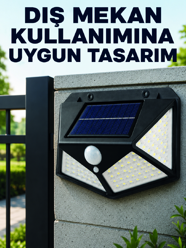 Bahçe Balkon Garaj ve Girişler İçin Güneş Enerjili Hareket Sensörlü LED Duvar Lambası - Bayi Depom