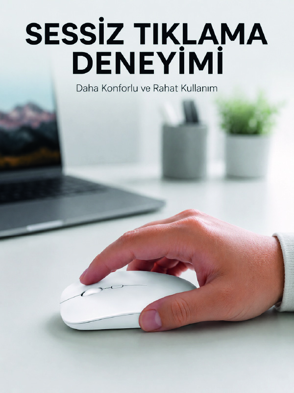 Şarjlı Wireless Mouse Bluetooth Çift Modlu Sessiz Yüksek Hassasiyetli Fare - Bayi Depom