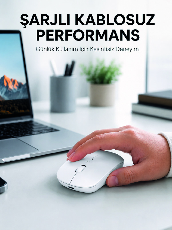5000 DPI Bluetooth Kablosuz Mouse Hafif Ergonomik Sessiz Wireless Fare - Bayi Depom