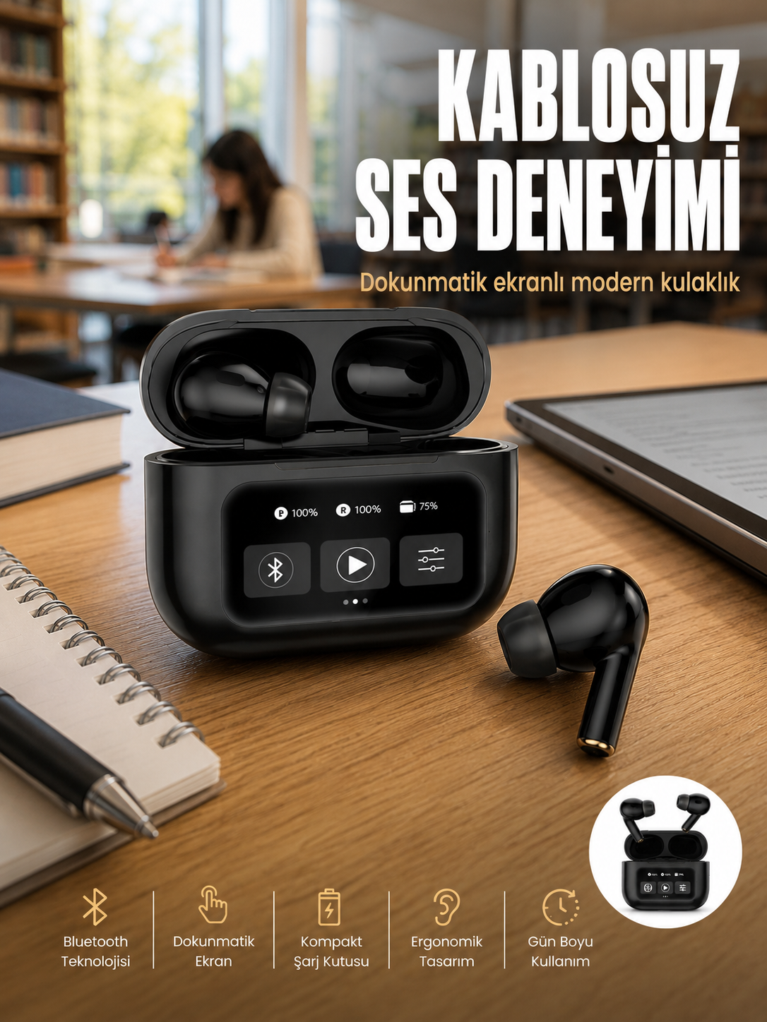 2.Nesil Pro Ekranlı Sesli Görüşme Yapabilen Kablosuz Bluetooth Kulaklık Yeni Nesil - Bayi Depom