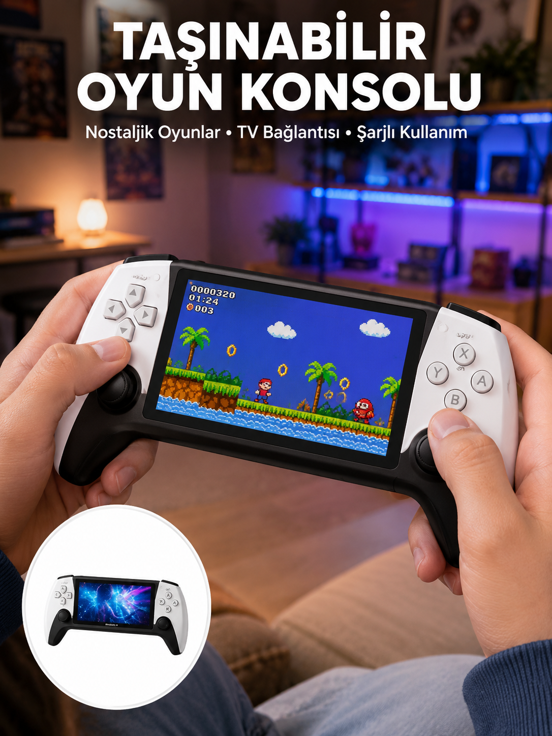 Kompakt ve Hafif Retro Oyun Konsolu 1000 Klasik Oyun Dahil - Bayi Depom Kompakt ve Hafif Retro Oyun Konsolu 1000 Klasik Oyun Dahil - Bayi Depom